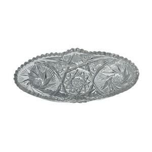 ABP Cut Glass Oval Relish Tray Celery Dish 11” Hobstar Fan Starburst Cottagecore